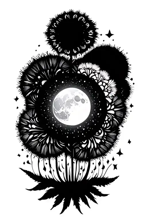 Moon Sun Dandilion Mandala Design