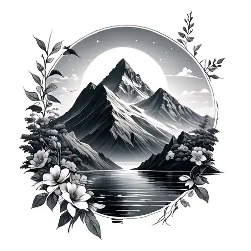 Moutains Flowers Water