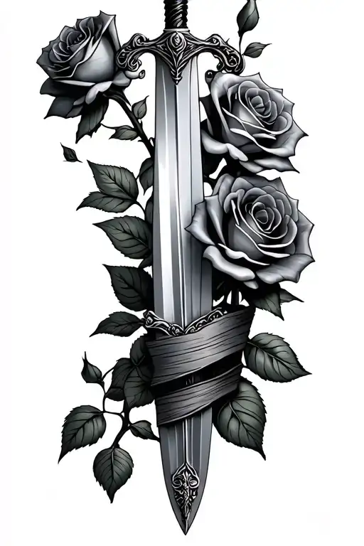 Roses And Sword Wrapped