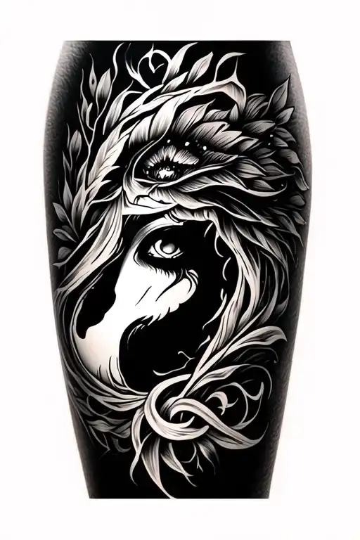 Trival Thigh Tattoo Featuring