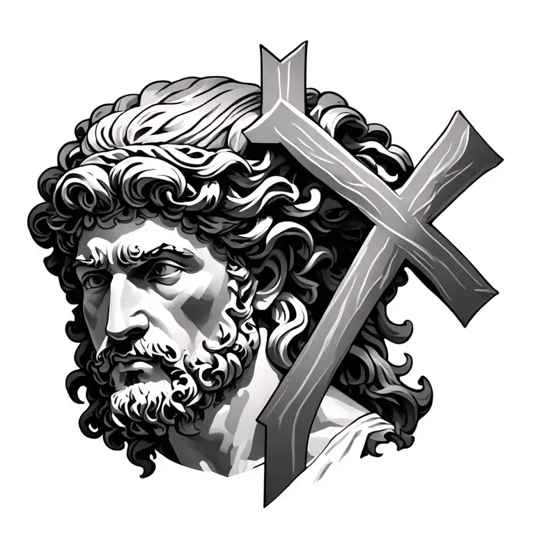 Greek God Zues And Cross Intertwined