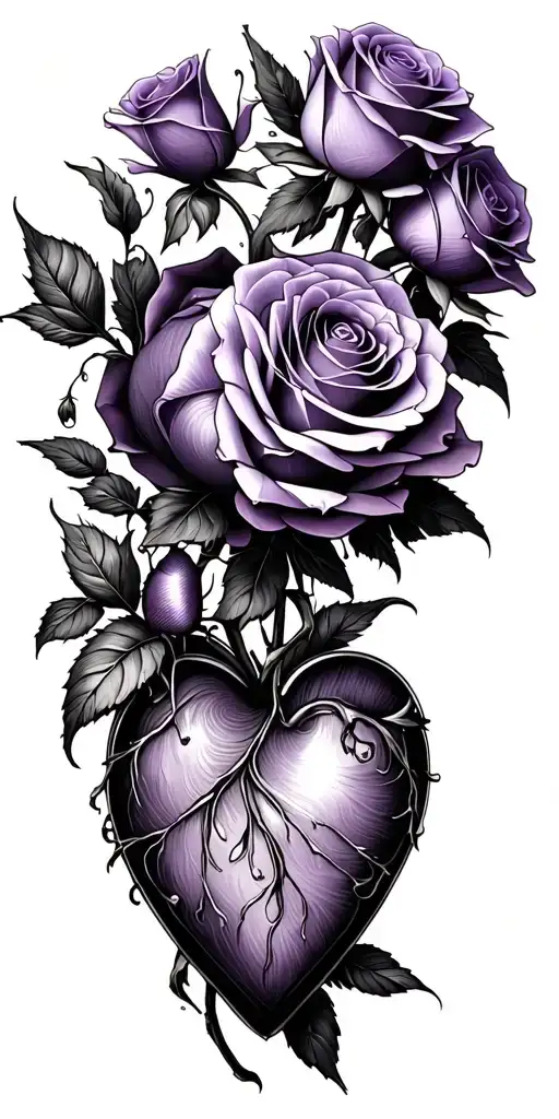 30 Purple Roses Wrapped Tightly Holding Onto A Heart