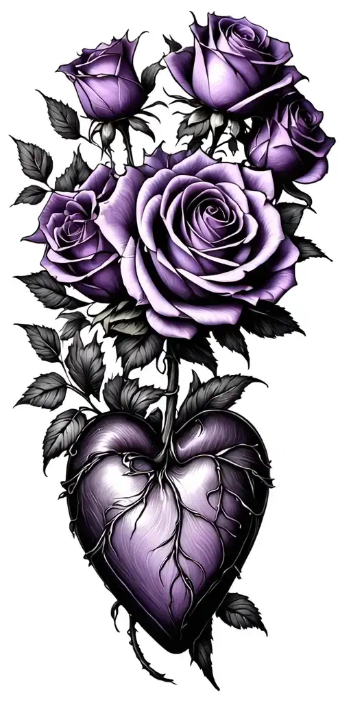 30 Purple Roses Wrapped Tightly Holding Onto A Heart