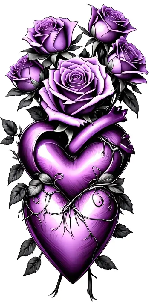 30 Purple Roses Wrapped Tightly Holding Onto A Heart