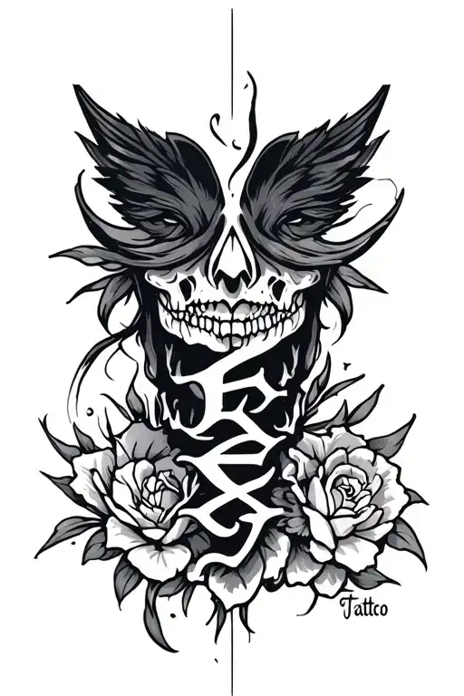 Fweet Spelled Out Vertically Neck Tattoo Design