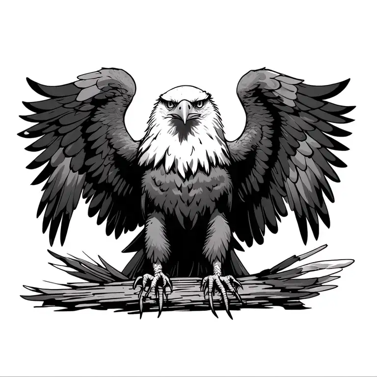 Eagle With Opened Rectangular Shape Wings