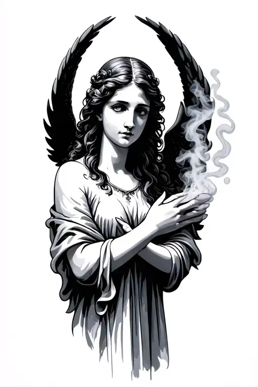Smoke Hands Grabbing Angel