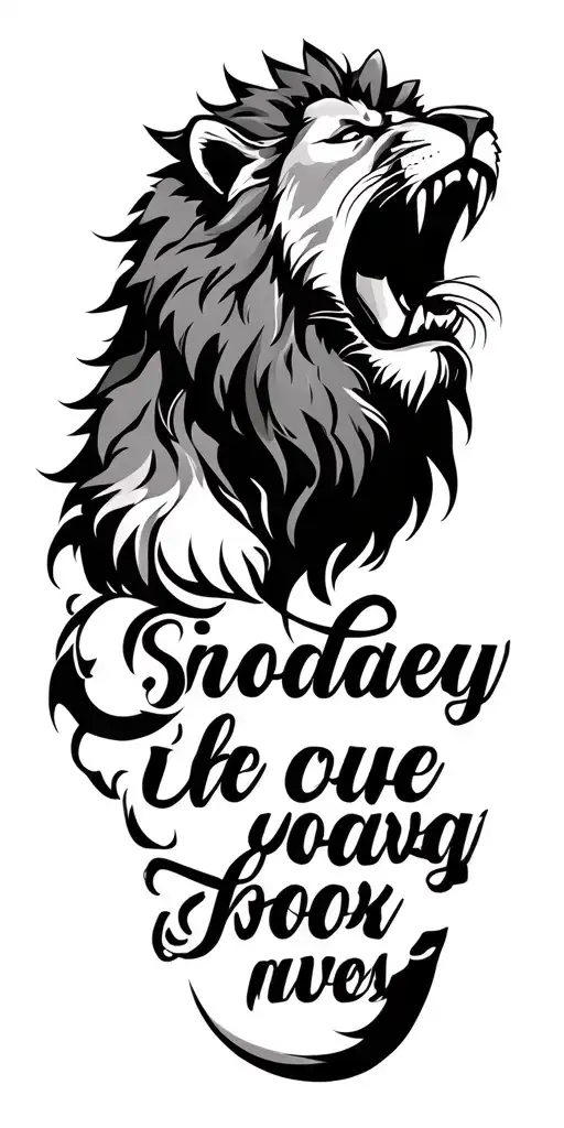 Lion Roaring With Quote