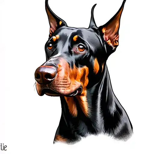 Doberman Pincher With Semicolin