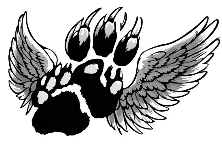 Angel Wings That Go Around A Paw Print