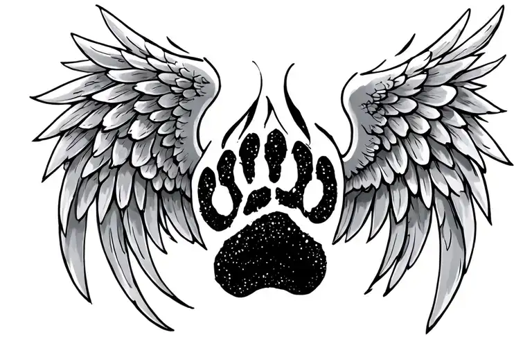 Angel Wings That Go Around A Paw Print