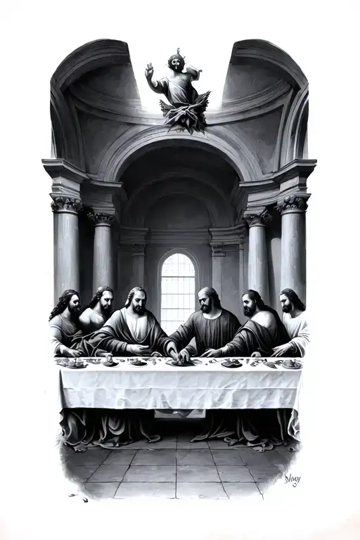 Last Supper On Fore Arm Tattoo Going Horizontal