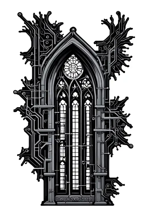 Gothic Cathedral Window Trasitioning Into A Circuitboard