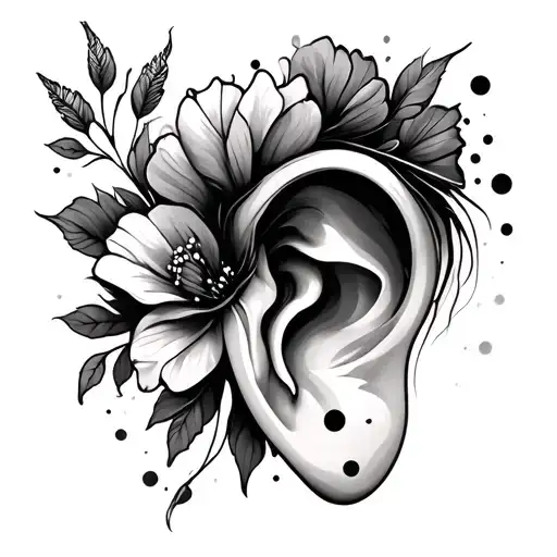 Ear Tattoo Floral Dot