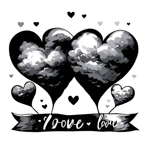 Filler Clouds And Love Hearts Symbolizing Love