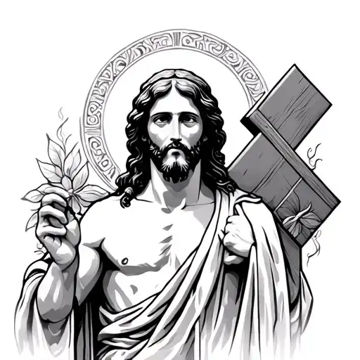 Jesus Holding The Cross