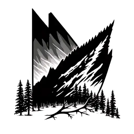 Denali Mountain Peak As An Arrowhead With A Branch Stem And A Forest Of Fletching