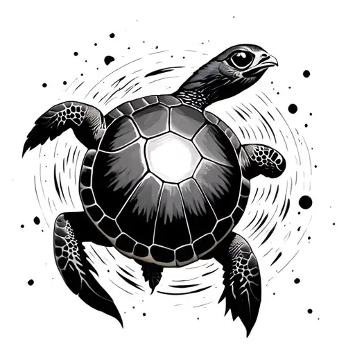 Bird Turtle Flying Through Space