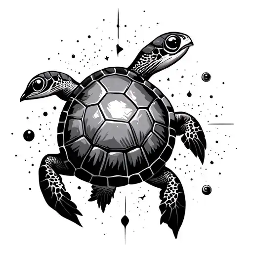 Bird Turtle Flying Through Space