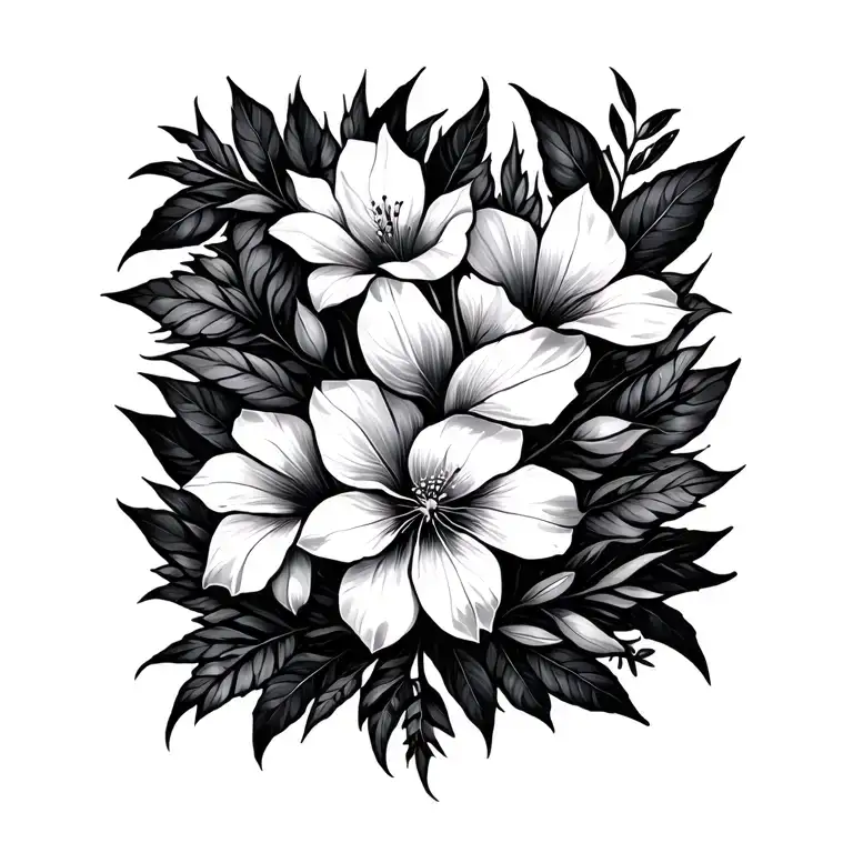 Botanical Edgy Tattoo Simple Outline