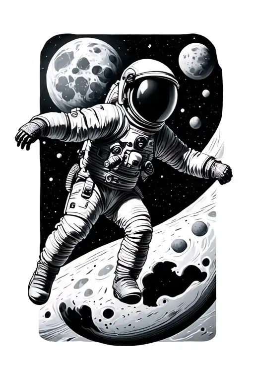 Astronaut Jumping On Moon