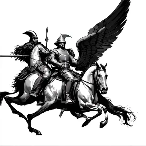 Winged Hussar Warriors Riding Into Battle