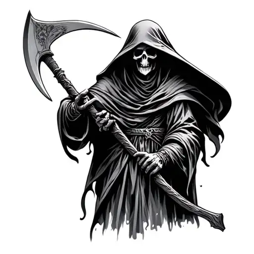 Grim Reaper Holding A Scythe