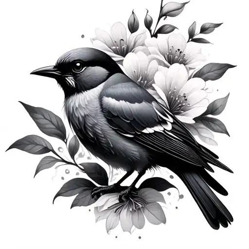 Bird And Flowers Symbolizing