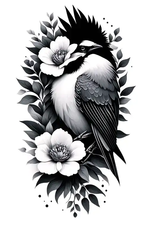 Bird And Flowers Symbolizing