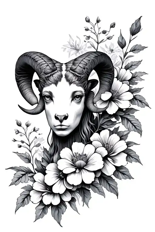 Aries And Flowers Growing