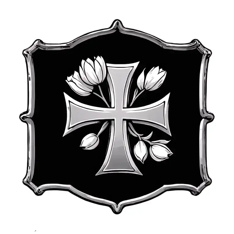 United States Navy Cross With Tulips