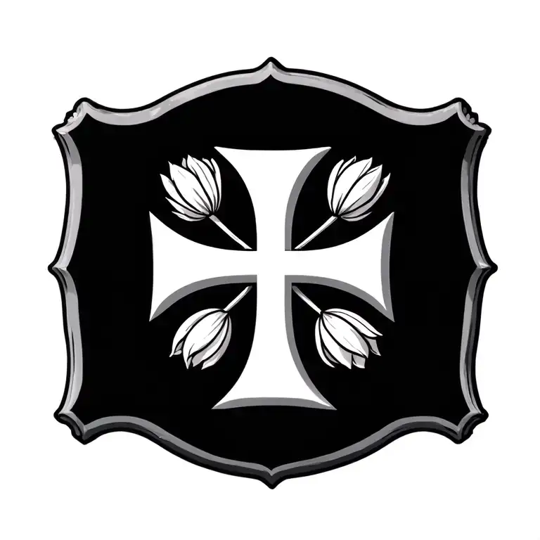 United States Navy Cross With Tulips