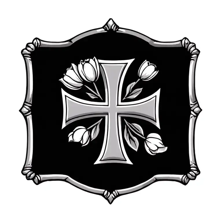 United States Navy Cross With Tulips