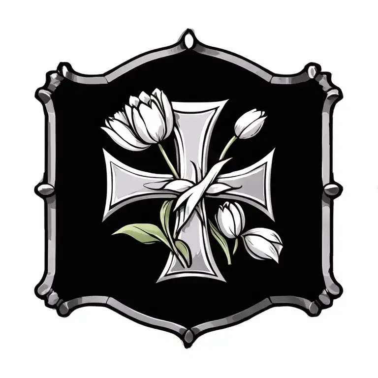 United States Navy Cross With Tulips