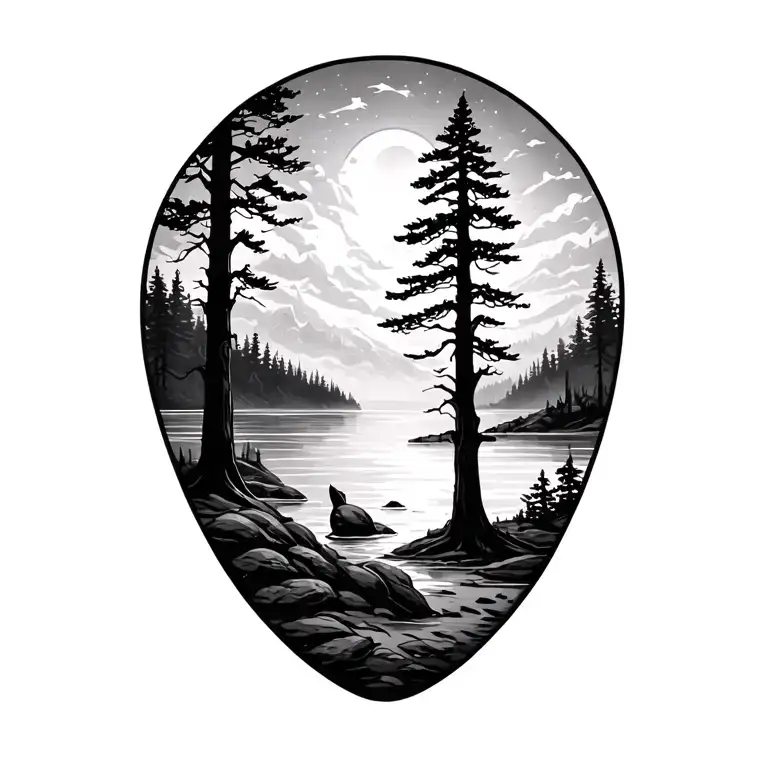 Maine And Trees With Shapws