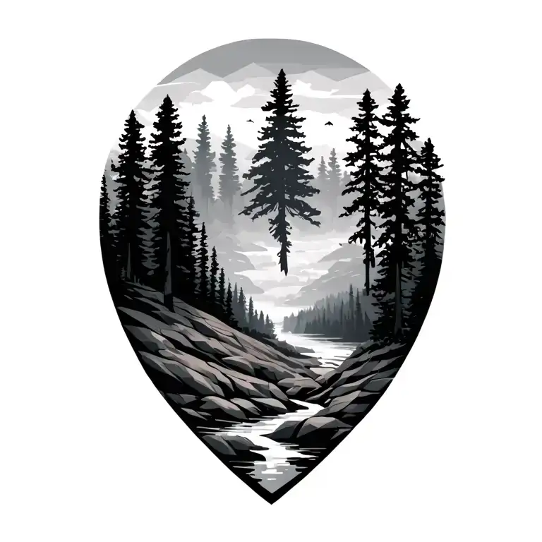 Maine And Trees With Geometric Design Incorporating