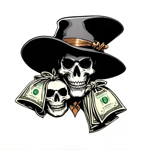 Hustler With Skulls And Money Bag Sleeve