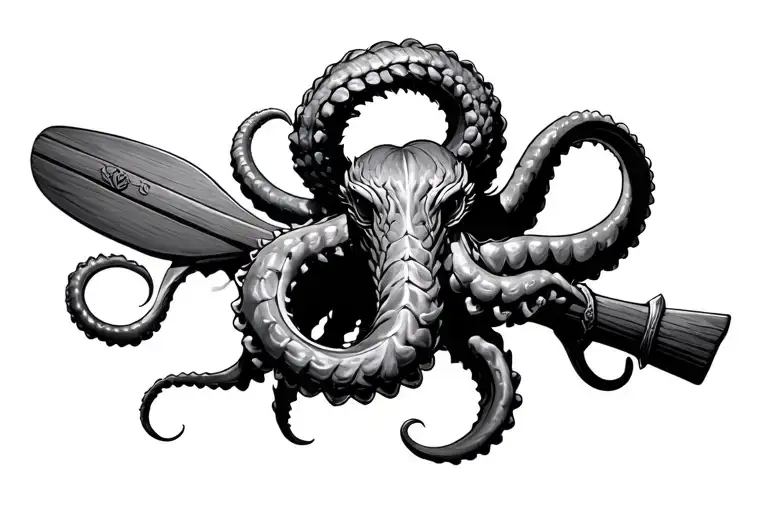 Kraken Wrapped Around Viking Oar