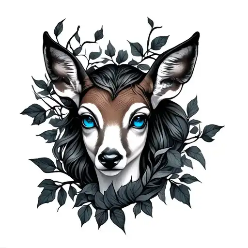Doe Blue Eyes Surrounded By Vines