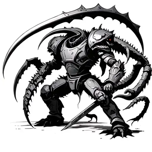 Warhammer 40K Scythe Space Marine And A Tyranid Fighting