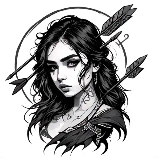 Line Tattoo With Arrows And