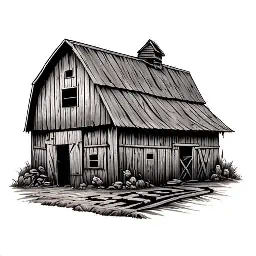 Small Barns For Wrist Tattoo Design Featuring