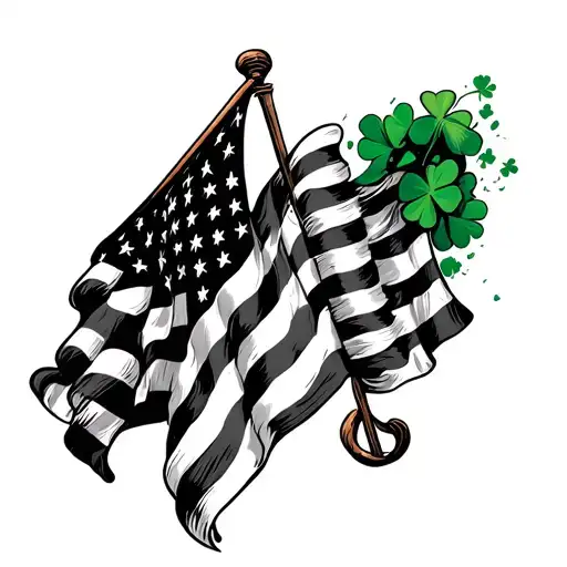 Irish And American Flag Waving