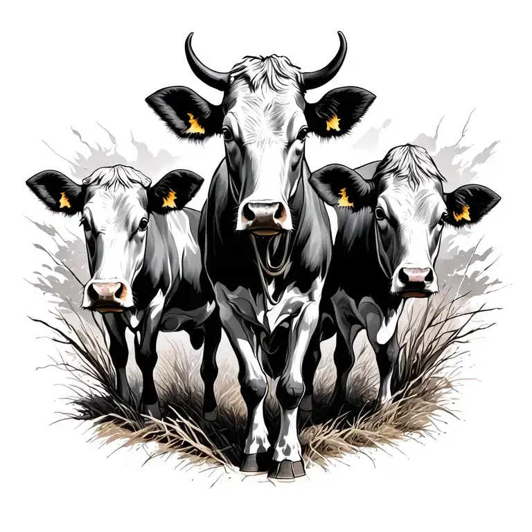 Cowboys Cows Cross Surrounded