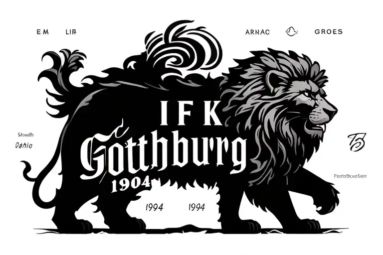 Forearm Lion With Ifk Gothenburg And 1904 Text And The Text Should Be In Color
