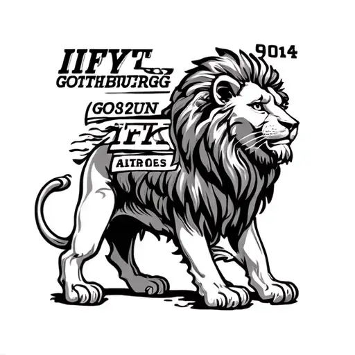 Forearm Lion With Ifk Gothenburg And 1904 Text And The Text Should Be In Color