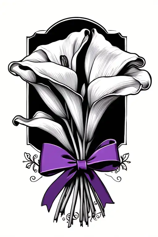 Calla Lily Bouquet Tied With Purple Ribbon