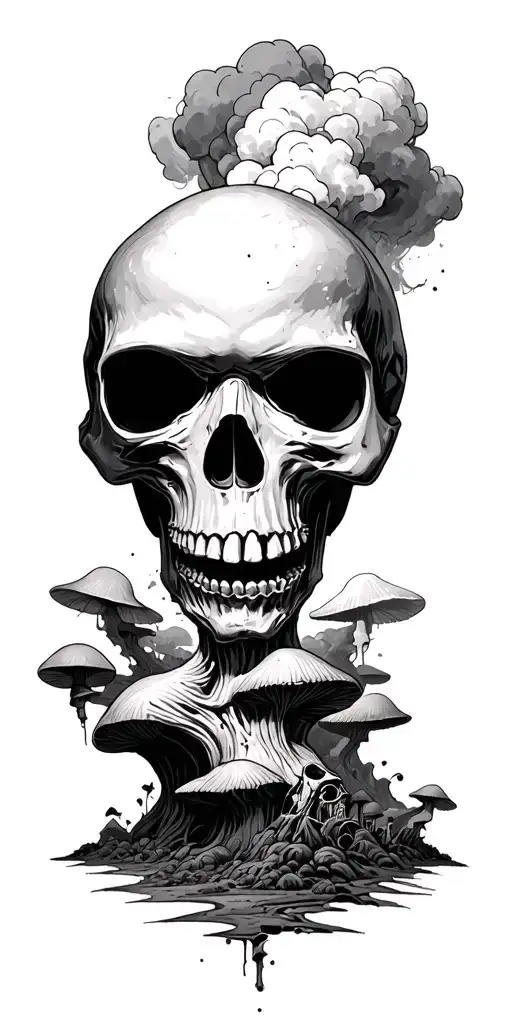 Nuclear Fallout Radiation Mask Mushroom Cloud Skull