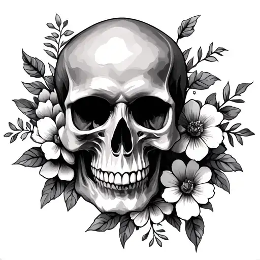 Skull And Flowers