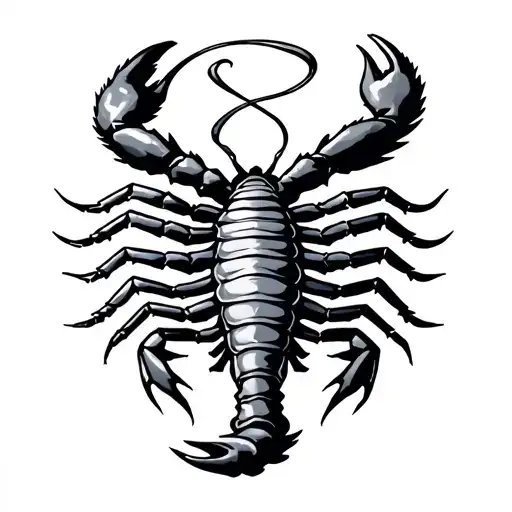Scorpion Tattoo With Roman Numerals As Tail